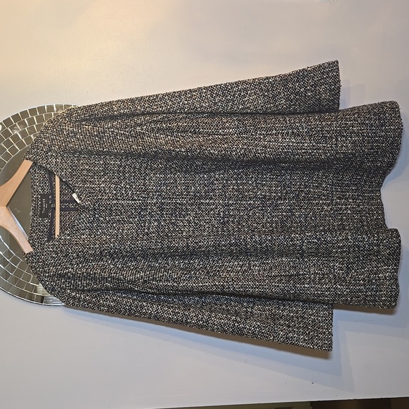 Talbots Tweed Italian Frabric Long Woven Collarless Button Snap Cotton Jacket - Picture 1 of 17